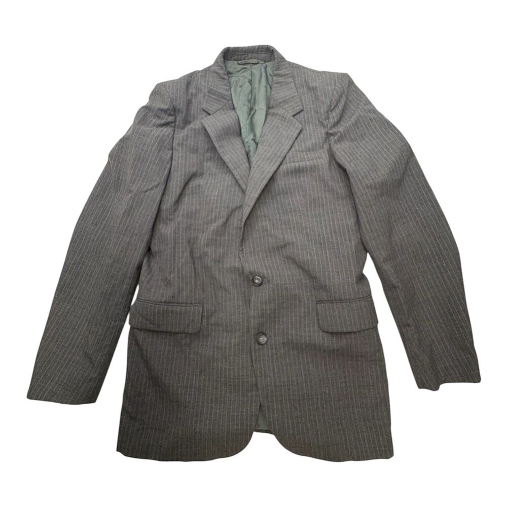 Vintage Eric Allan Blazer Mens 46R Gray Pinstripe Sport Coat Made Romania